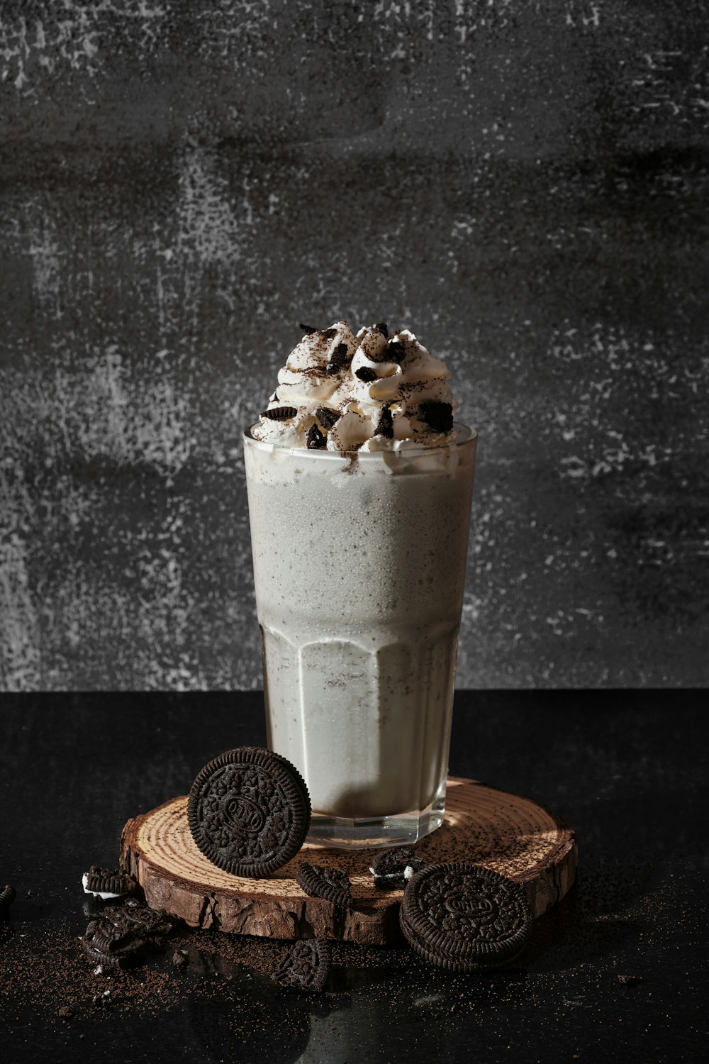 ice cream in clear drinking glass