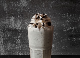 ice cream in clear drinking glass