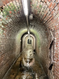 brown and gray brick tunnel