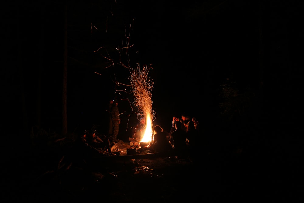 bonfire on the beach during night time