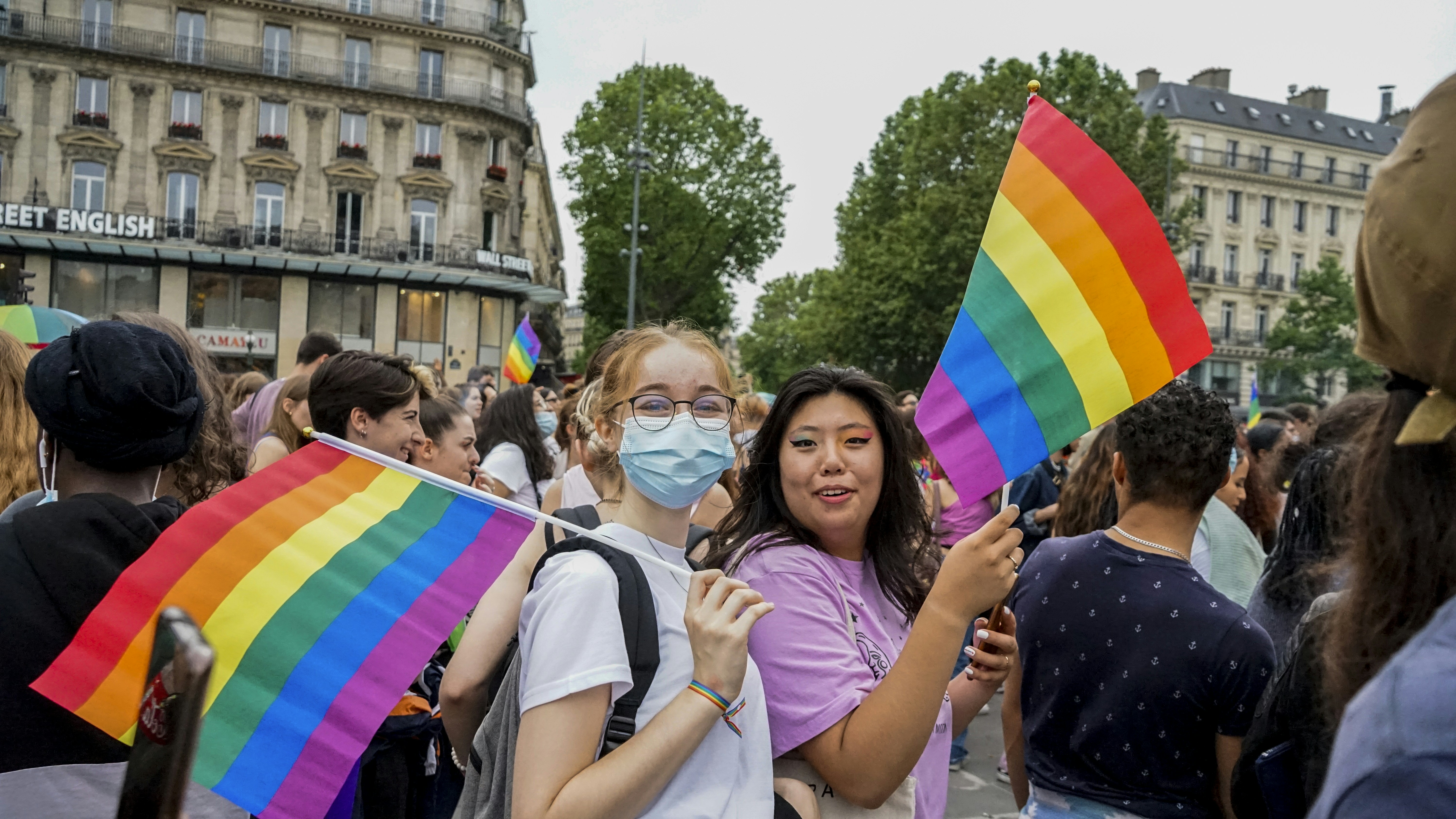Around 30,000 people participated for the Gay Pride march organized by the Inter-LGBT on 26 June 2021. The gay pride march started in the suburbs, in Pantin (Seine-Saint-Denis) for the first time since 1977. In a festive atmosphere, without mask or social distancing, thousands of young people have tasted a semblance of life before, despite a gloomy weather, Paris, France.