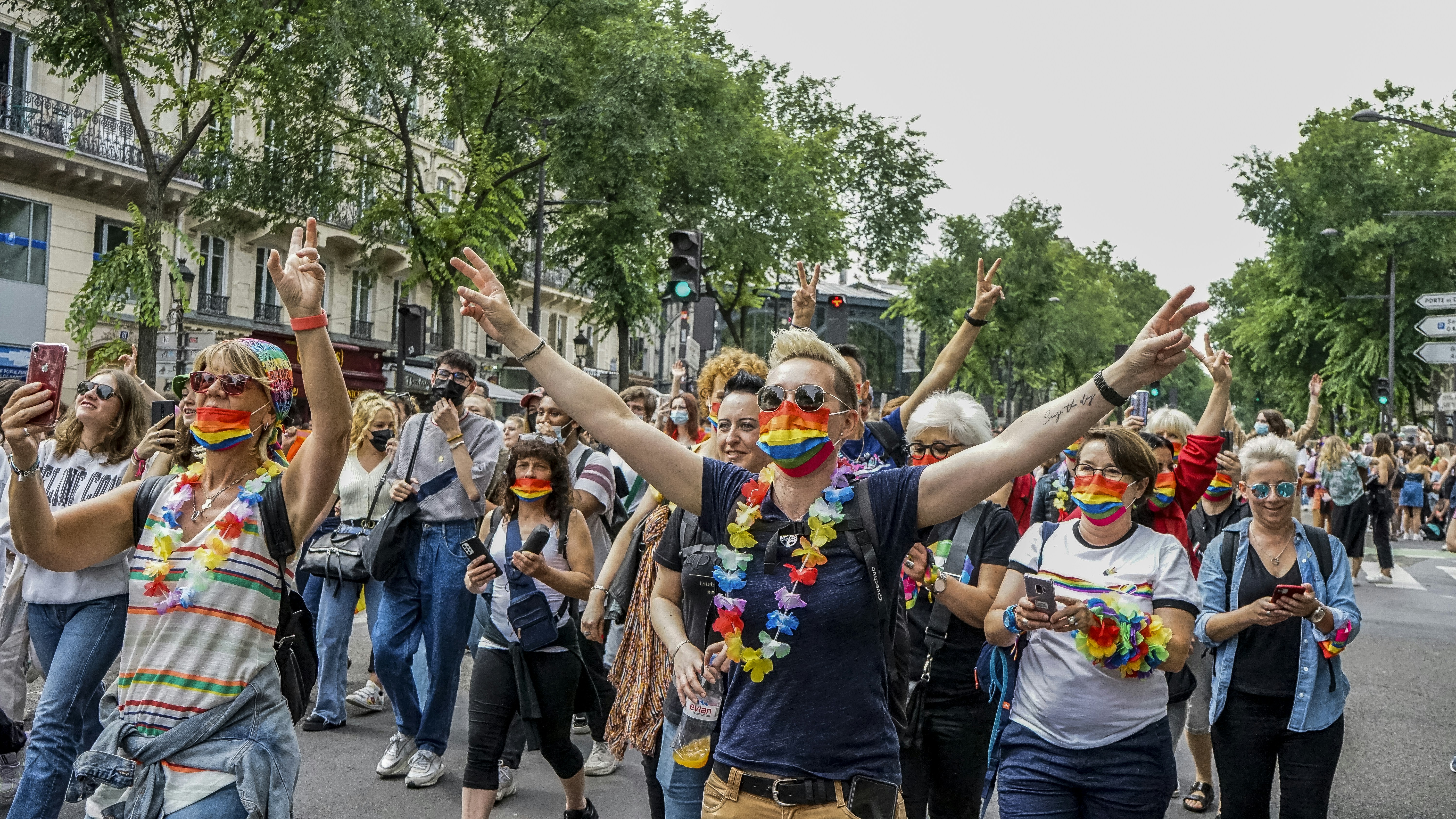 Around 30,000 people participated for the Gay Pride march organized by the Inter-LGBT on 26 June 2021. The gay pride march started in the suburbs, in Pantin (Seine-Saint-Denis) for the first time since 1977. In a festive atmosphere, without mask or social distancing, thousands of young people have tasted a semblance of life before, despite a gloomy weather, Paris, France.