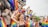 A vibrant event scene with people celebrating and having fun.