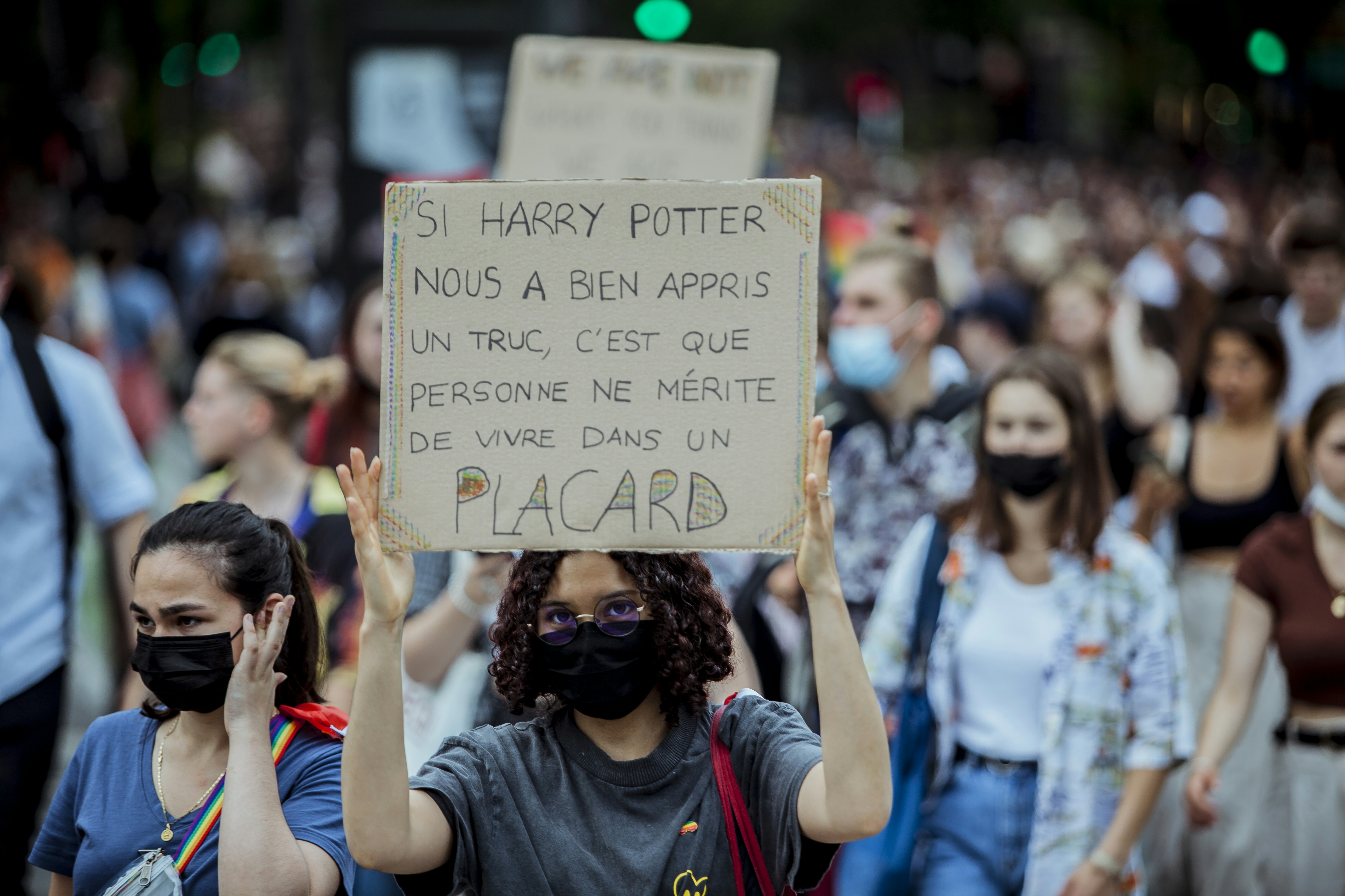 Around 30,000 people participated for the Gay Pride march organized by the Inter-LGBT on 26 June 2021. The gay pride march started in the suburbs, in Pantin (Seine-Saint-Denis) for the first time since 1977. In a festive atmosphere, without mask or social distancing, thousands of young people have tasted a semblance of life before, despite a gloomy weather, Paris, France.
