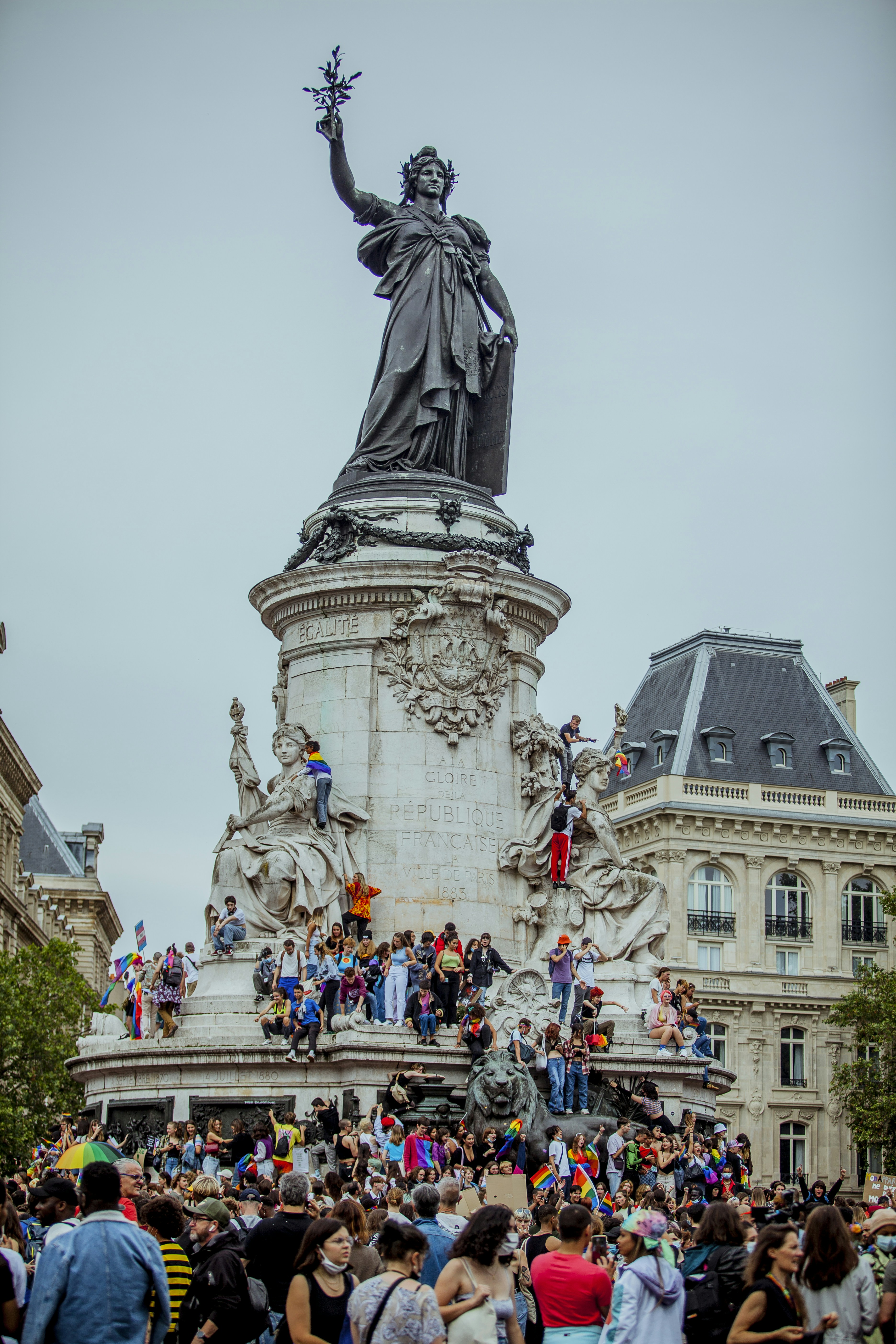 Around 30,000 people participated for the Gay Pride march organized by the Inter-LGBT on 26 June 2021. The gay pride march started in the suburbs, in Pantin (Seine-Saint-Denis) for the first time since 1977. In a festive atmosphere, without mask or social distancing, thousands of young people have tasted a semblance of life before, despite a gloomy weather, Paris, France.