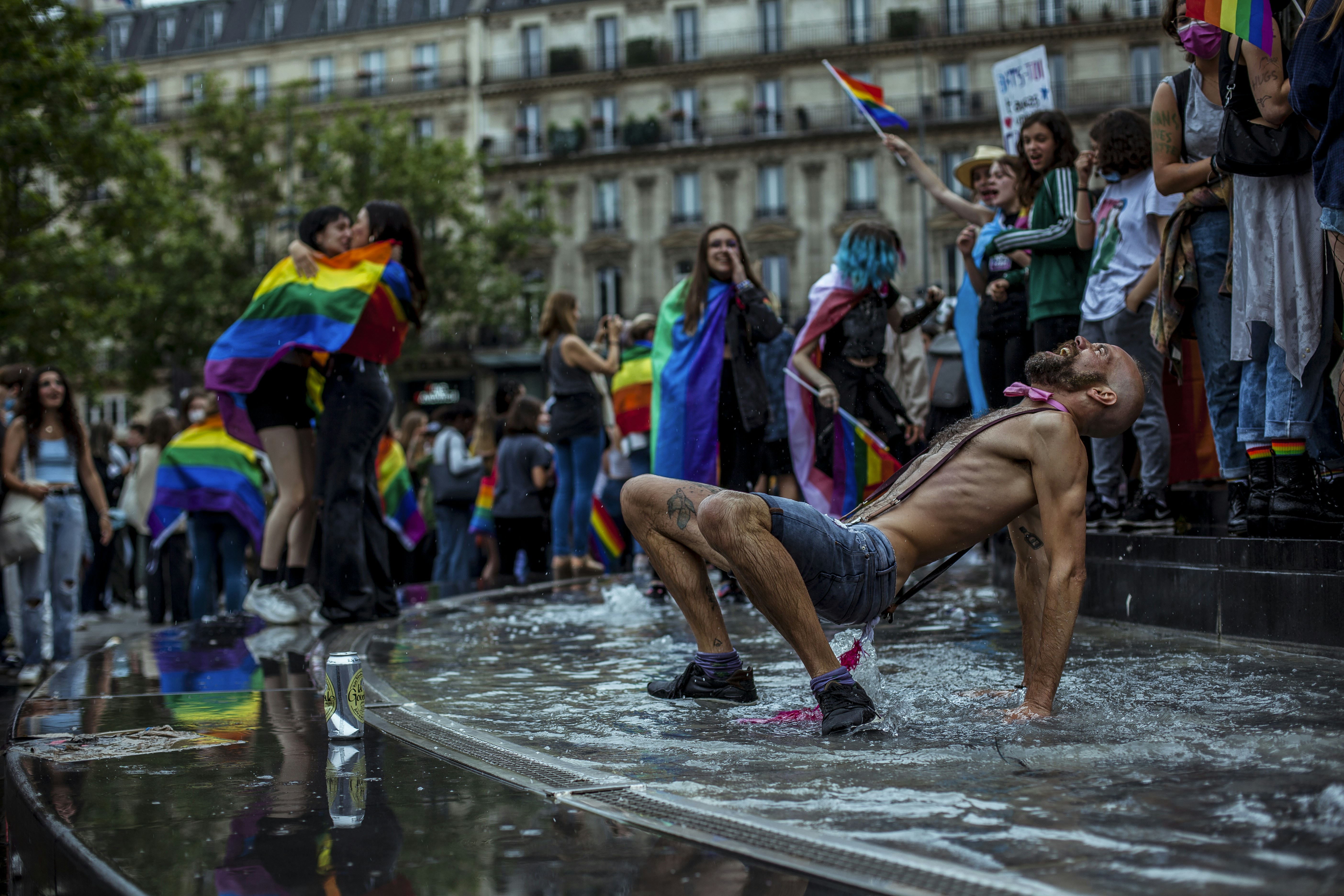 Around 30,000 people participated for the Gay Pride march organized by the Inter-LGBT on 26 June 2021. The gay pride march started in the suburbs, in Pantin (Seine-Saint-Denis) for the first time since 1977. In a festive atmosphere, without mask or social distancing, thousands of young people have tasted a semblance of life before, despite a gloomy weather, Paris, France.