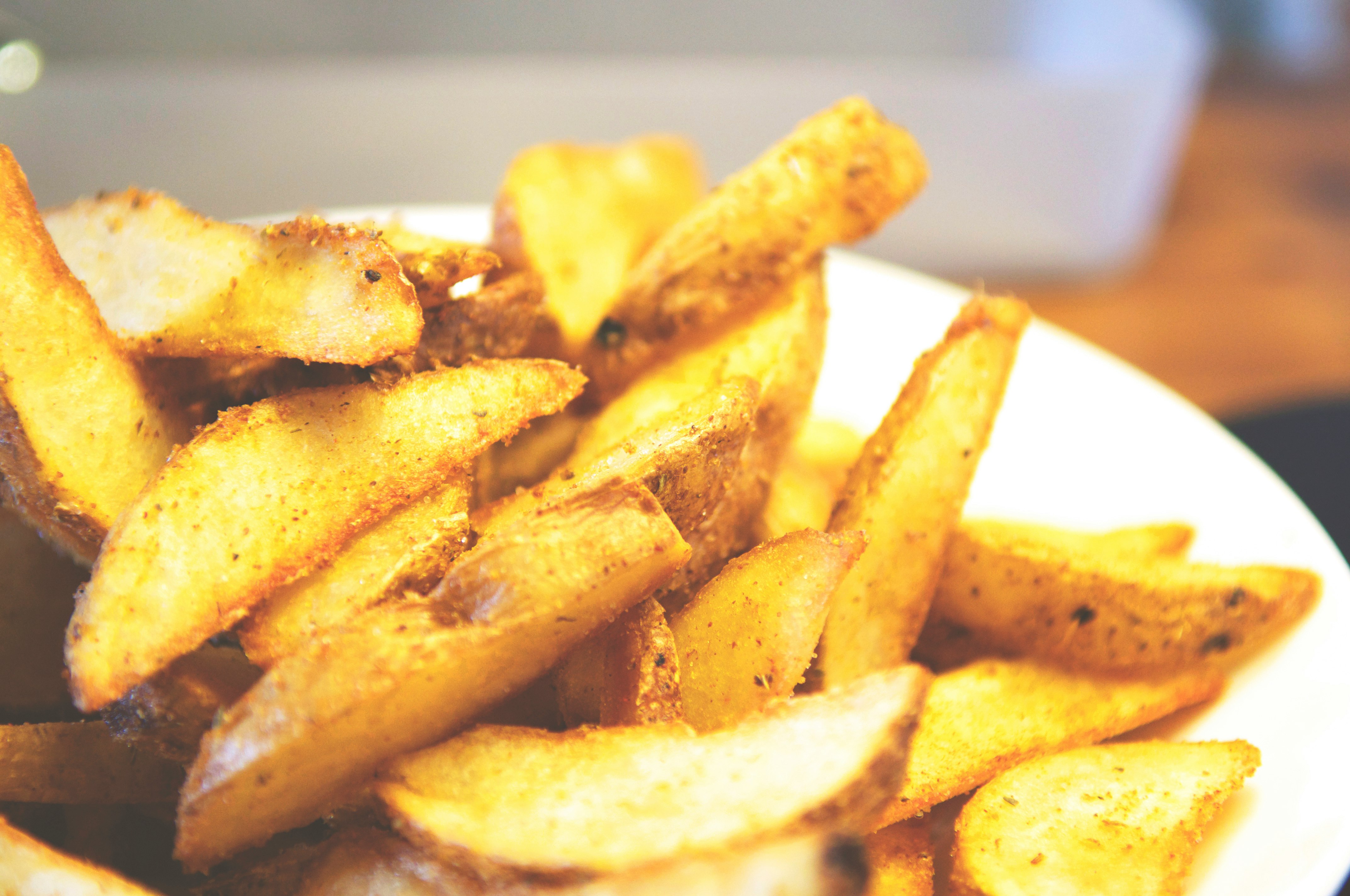 potato fries on white ceramic plate