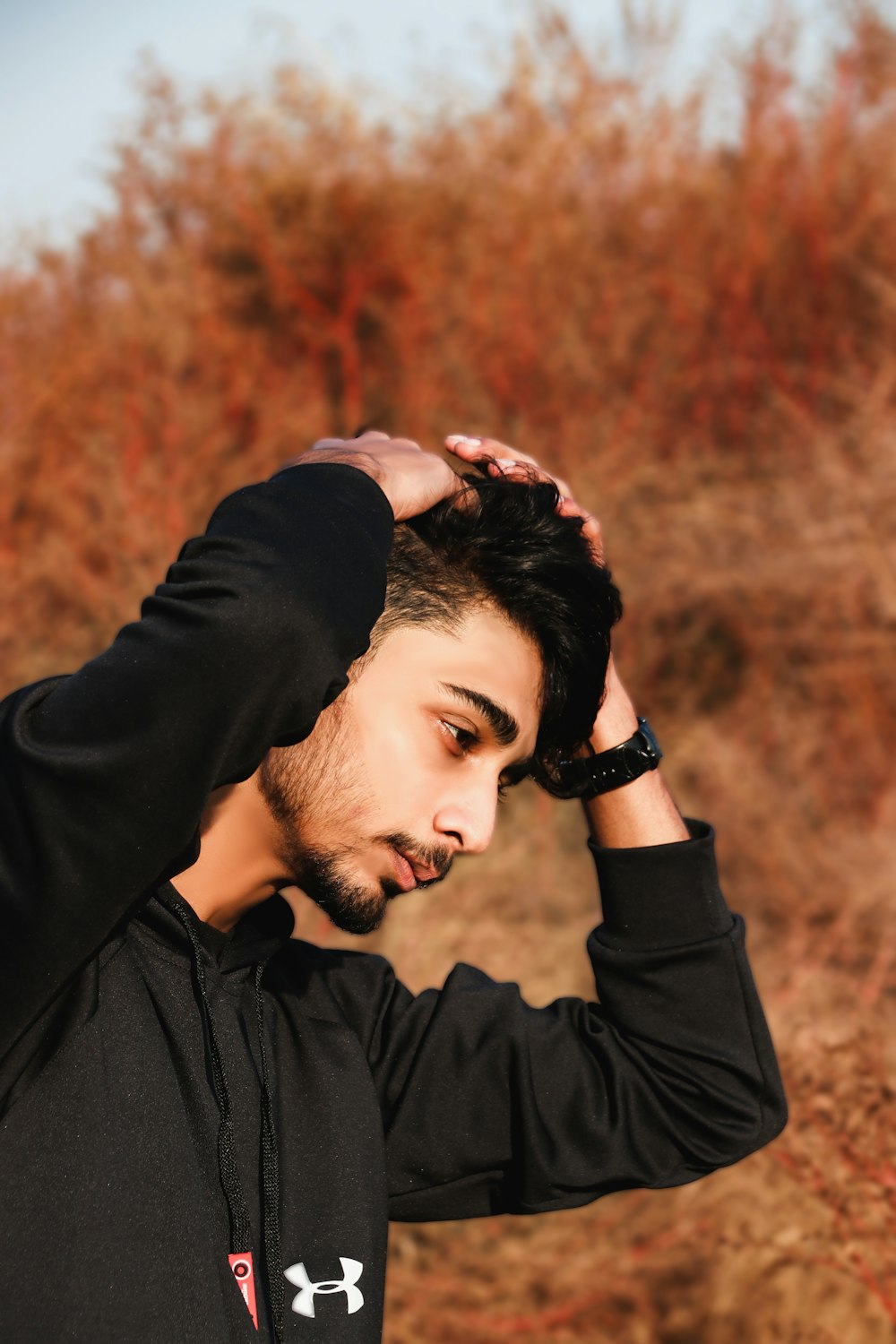 man in black long sleeve shirt