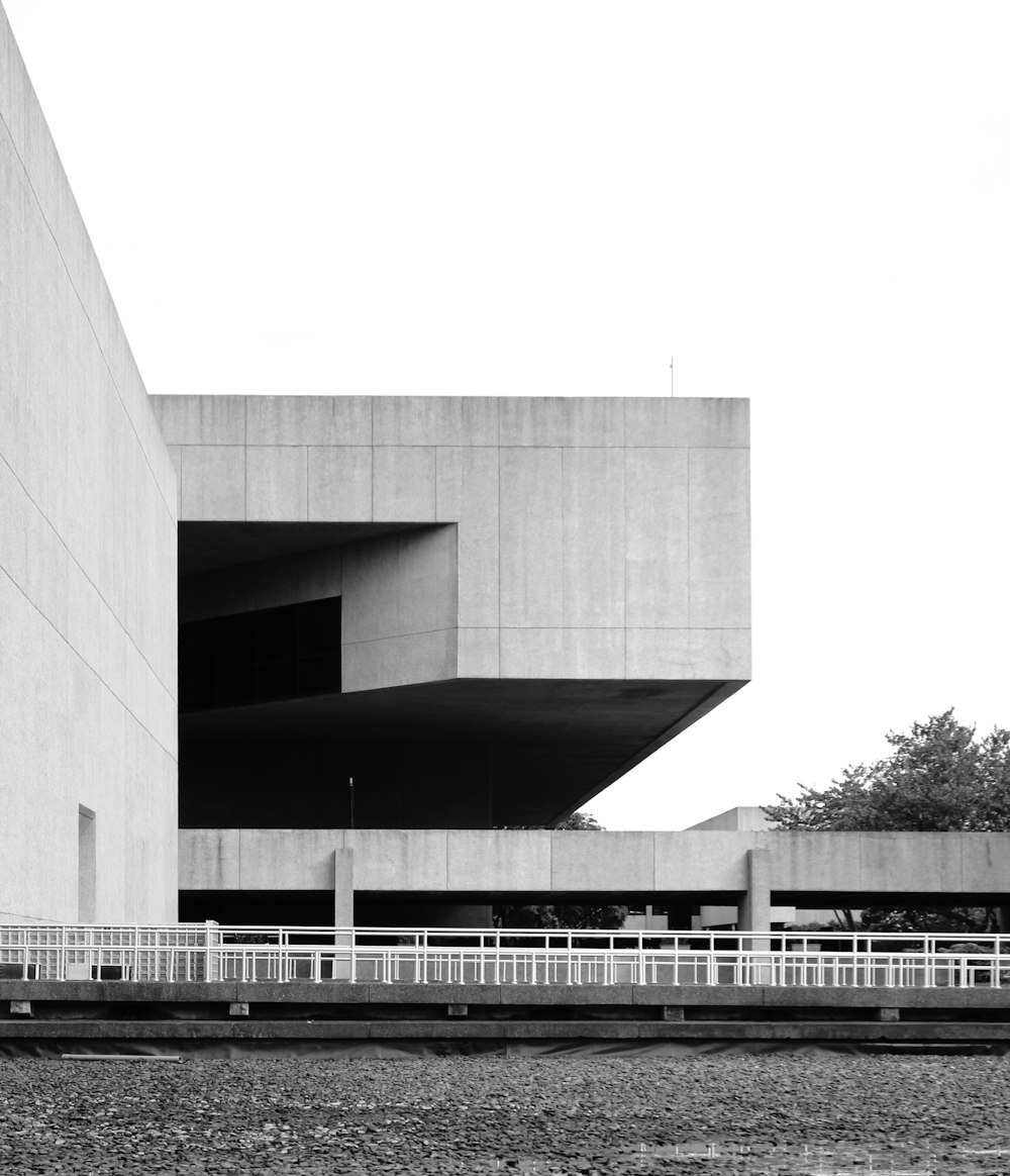 grayscale photo of concrete building