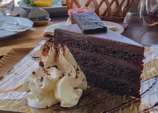 chocolate cake on white ceramic plate