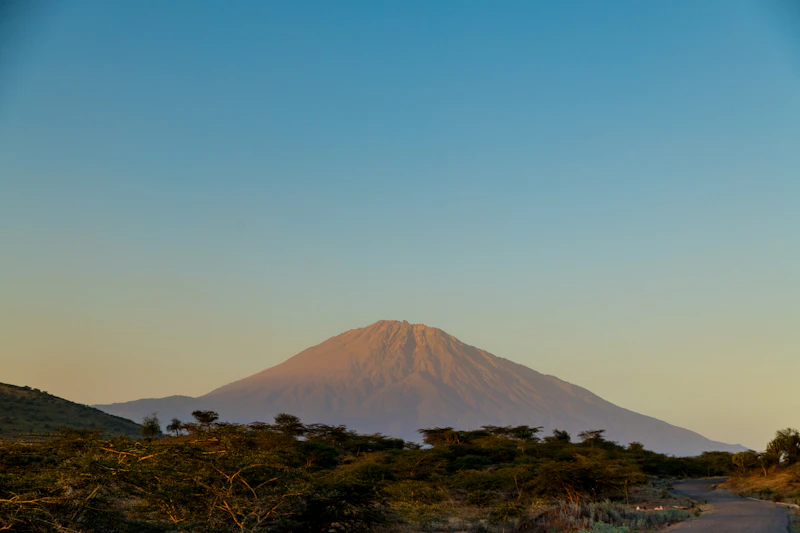 Mount Meru at sunset above Arusha, Tanzania