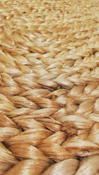 Close-up of golden banana fibre yarns spun from agricultural waste.