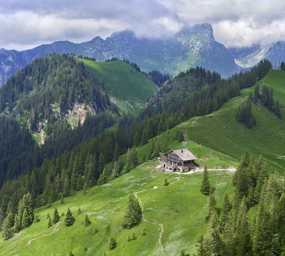 green grass field and green mountains during daytime