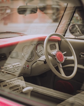 black and silver steering wheel