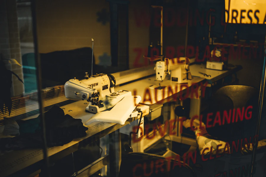 Sewing machine in atelier