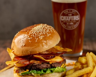 burger with fries and coca cola cup