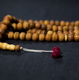 brown and red beaded necklace