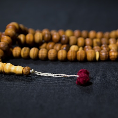 brown and red beaded necklace