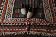 brown black and white tribal print house slippers