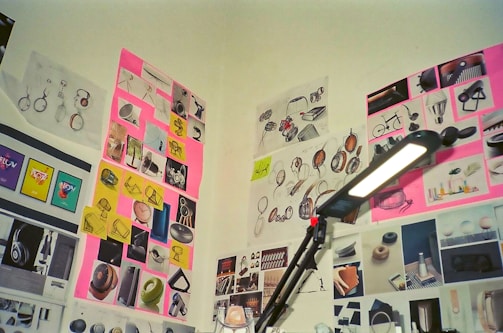 assorted stickers on white wall
