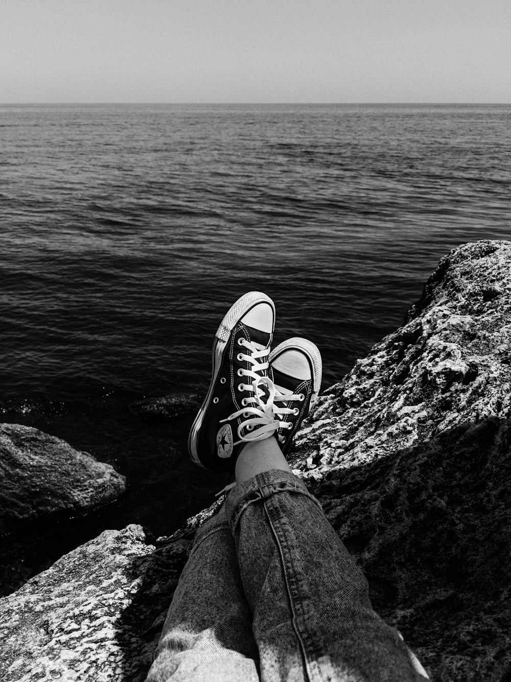 Person wearing black and white converse all star high top sneakers photo –  Free Nature Image on Unsplash