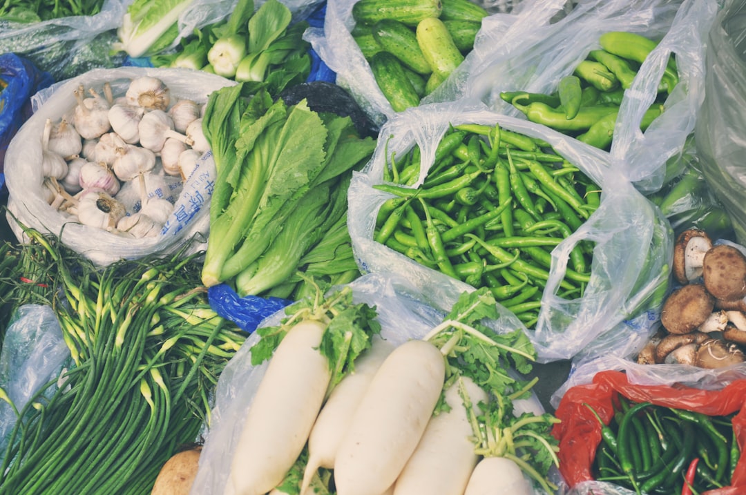 green vegetable on plastic pack