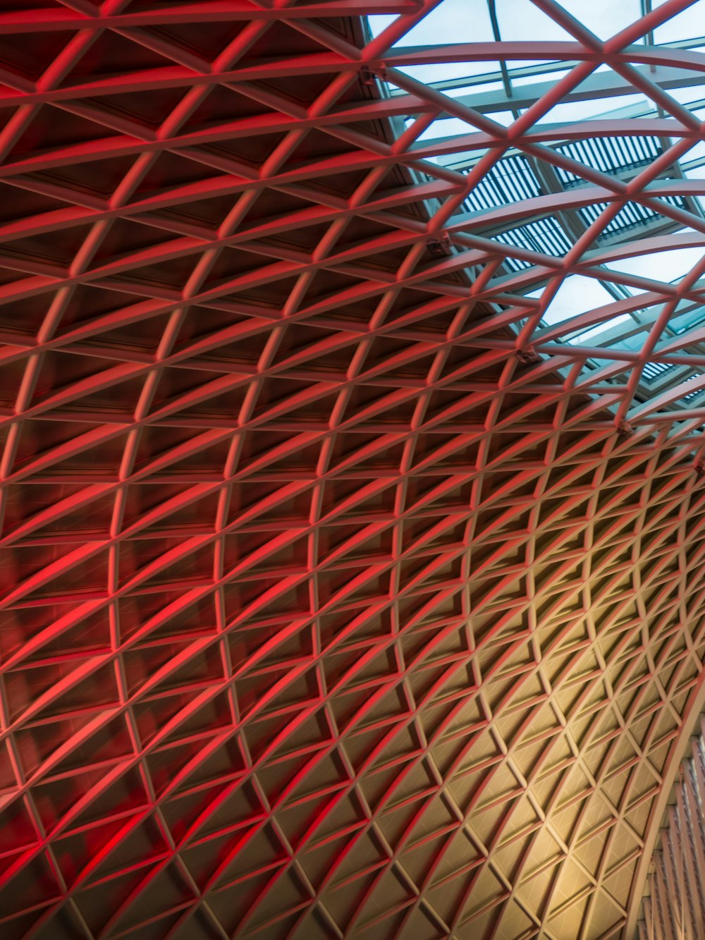 brown and white ceiling with glass roof