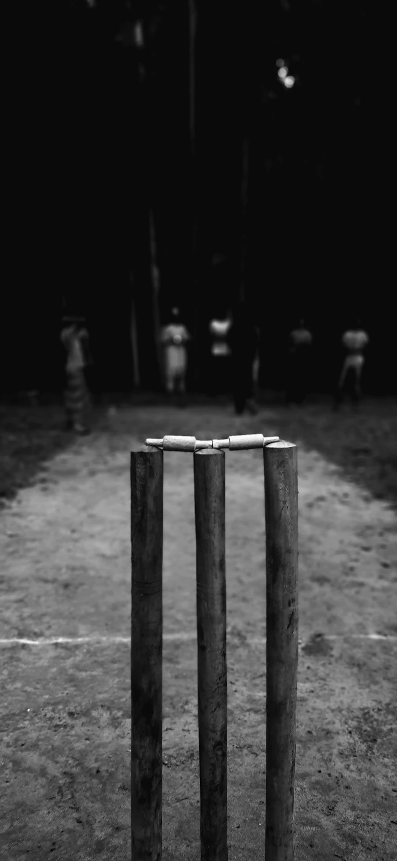 Cricket stumps in black and white