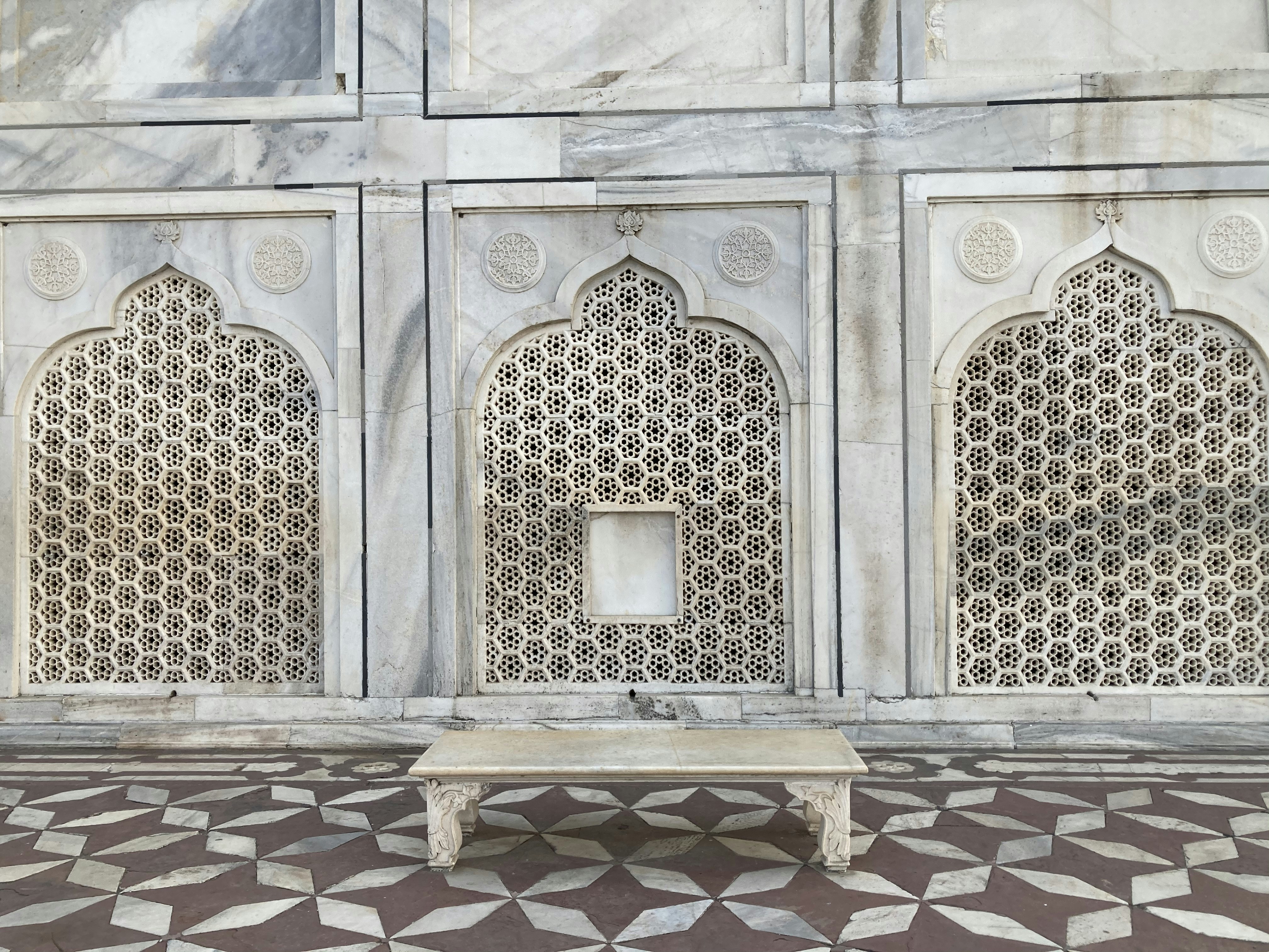 brown and white floral wooden door