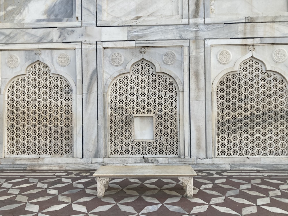 brown and white floral wooden door