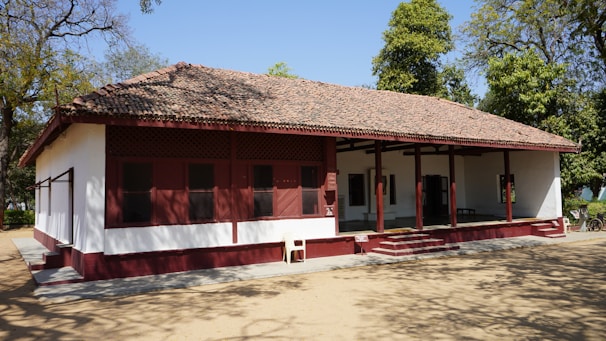 red and white concrete building