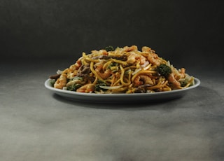 pasta dish on white ceramic bowl