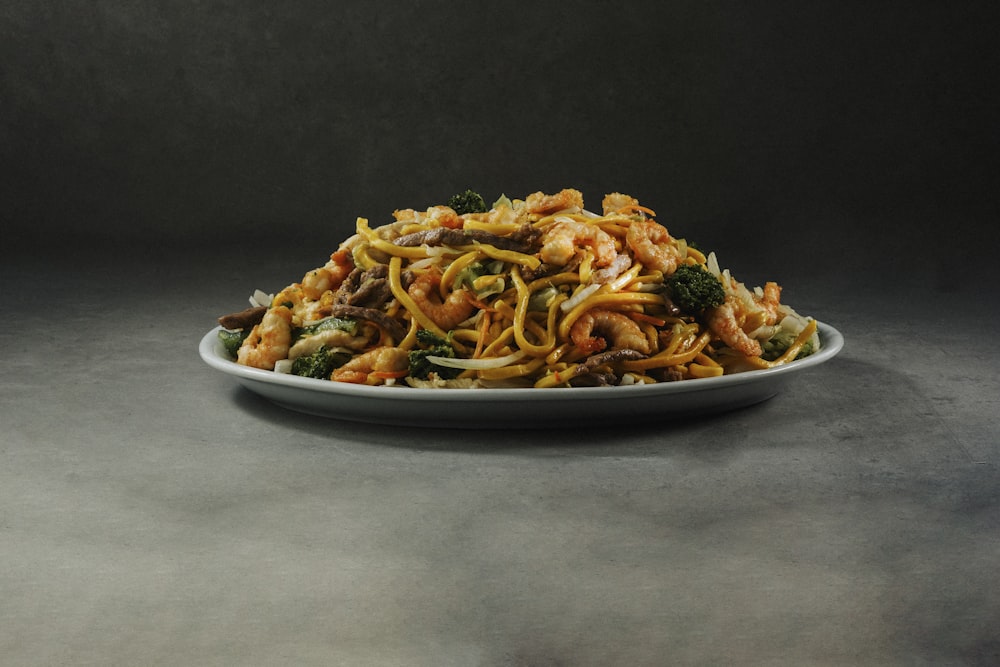 pasta dish on white ceramic bowl