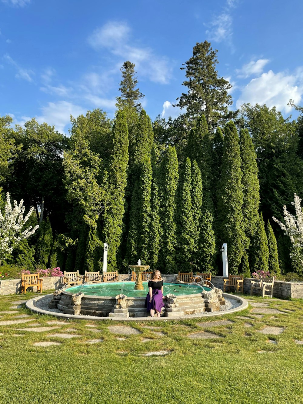 people sitting on bench near green trees during daytime