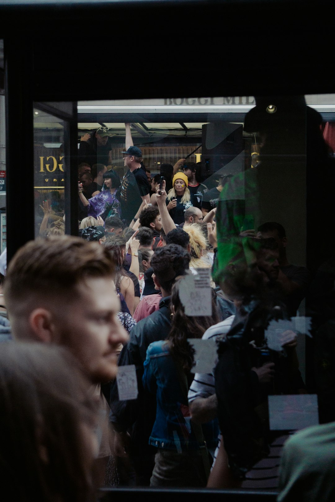 people in a street during night time