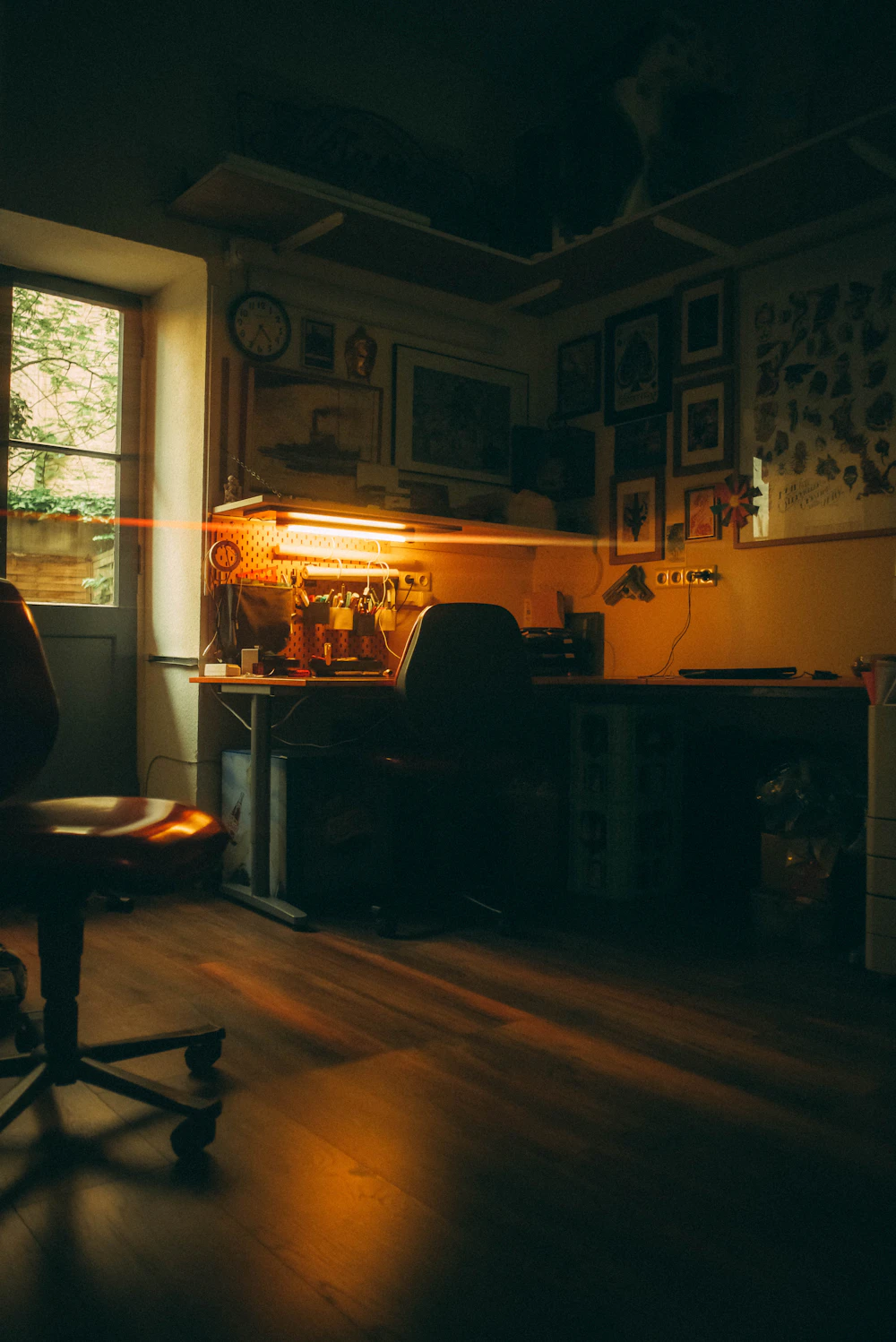 Self-employed designer working in a home studio