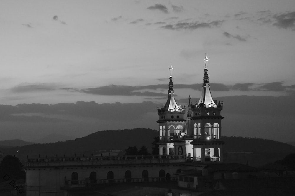 grayscale photo of concrete building