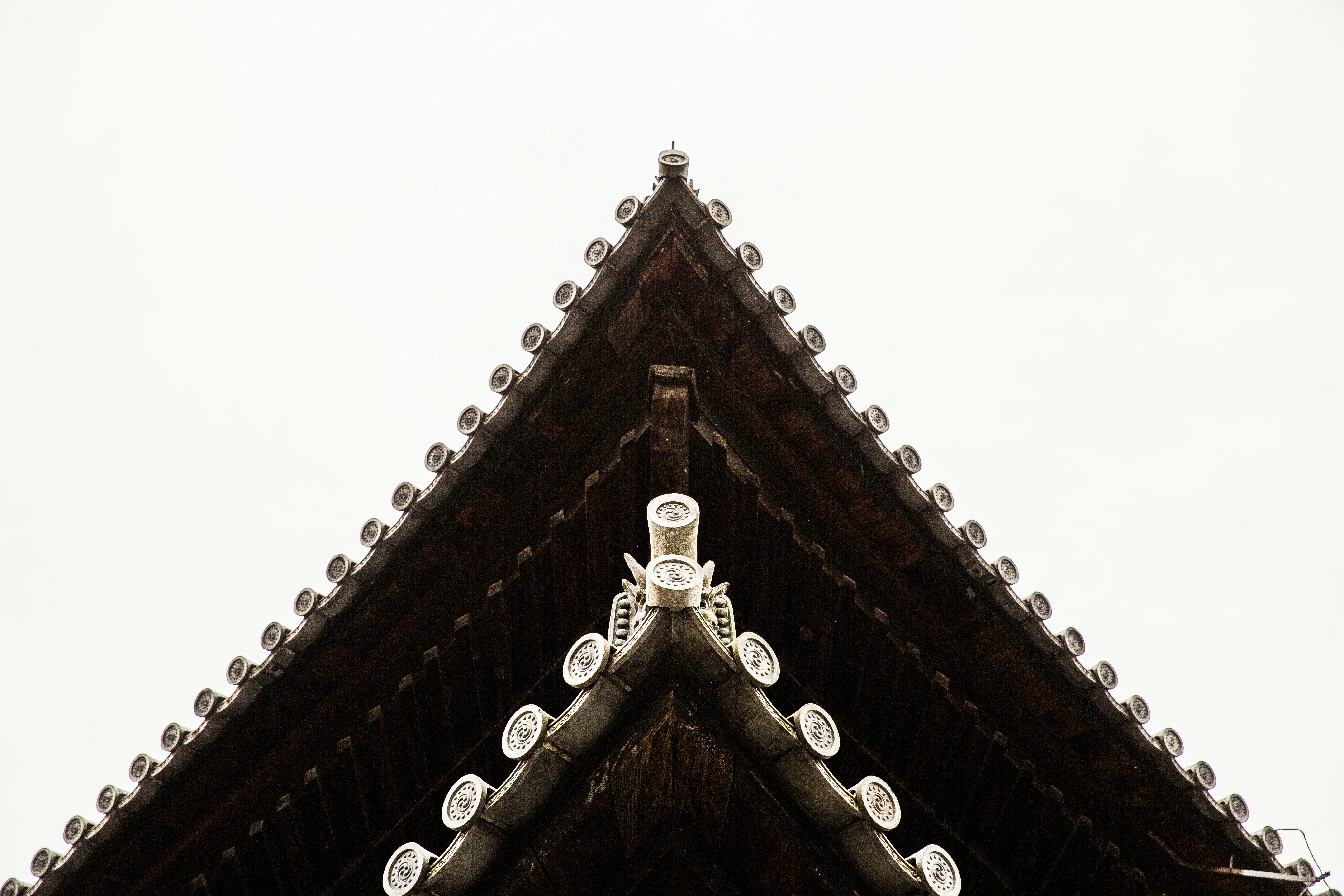 brown wooden roof under white sky during daytime