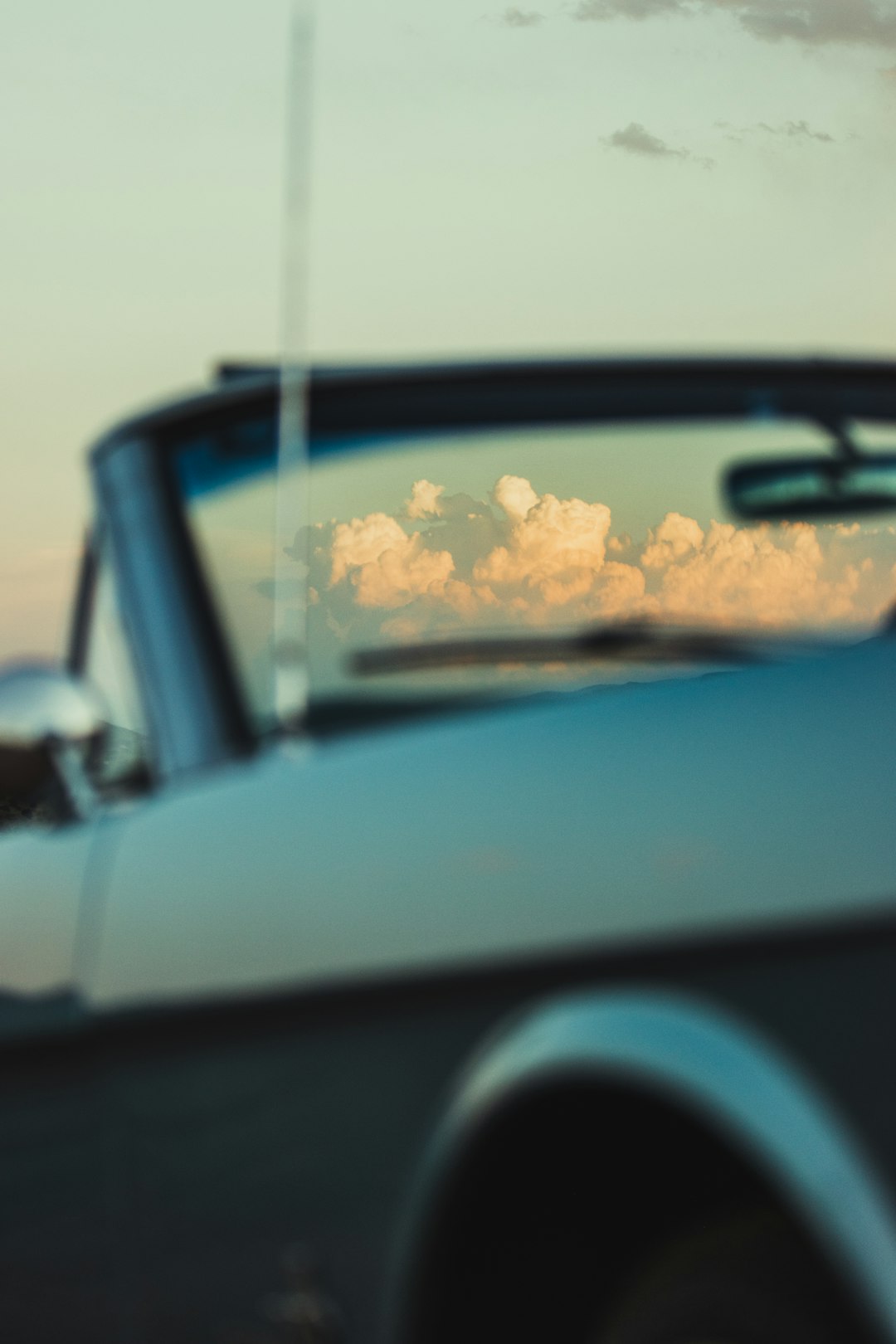 blue and white car door