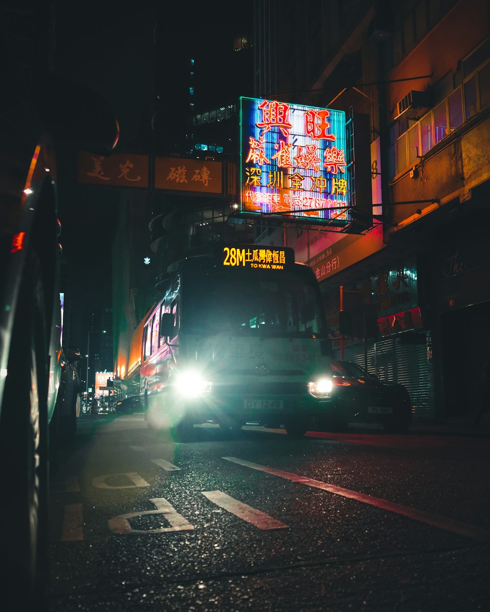 cars on road during night time