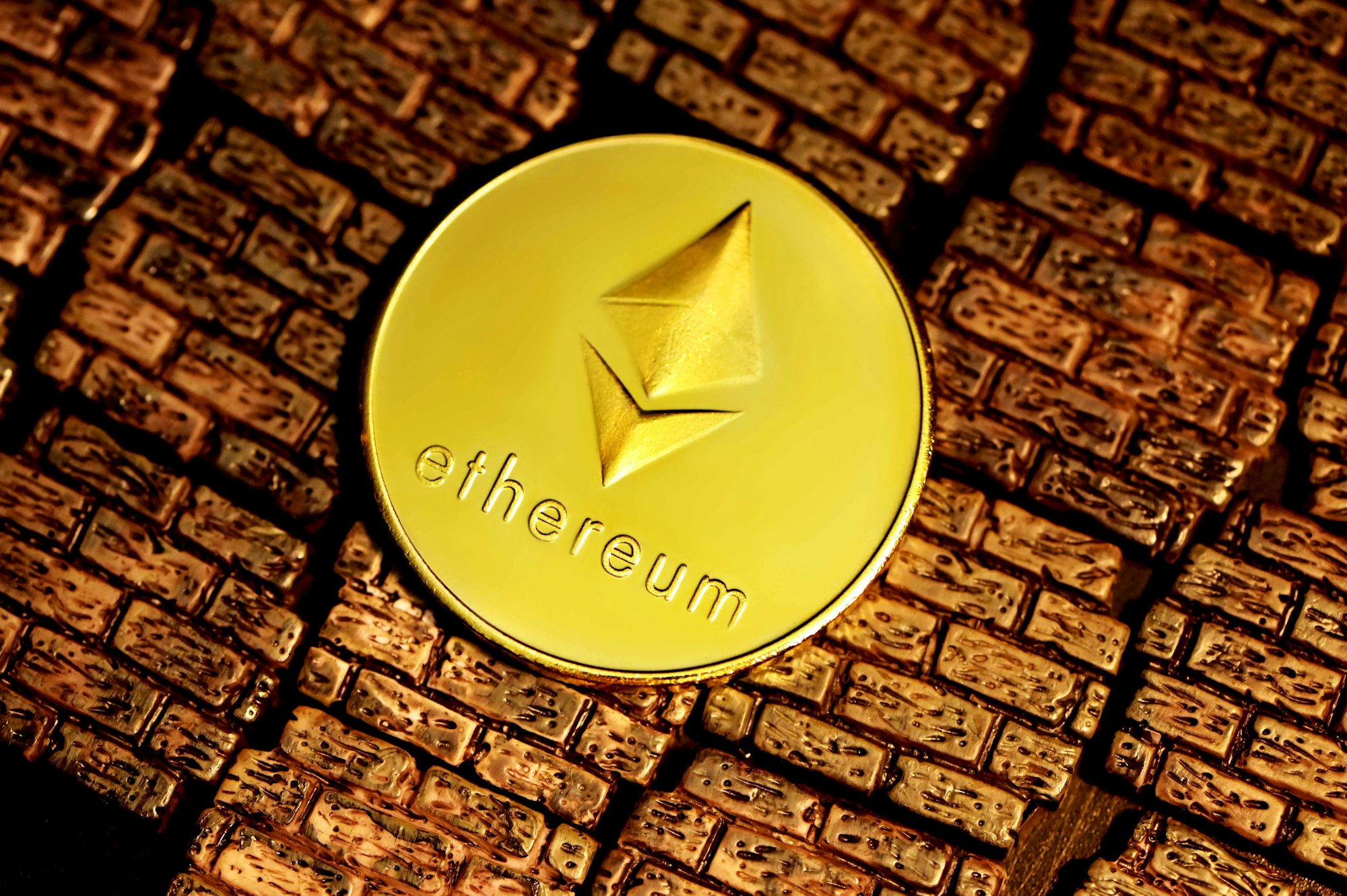 Ethereum coin is on the bricks