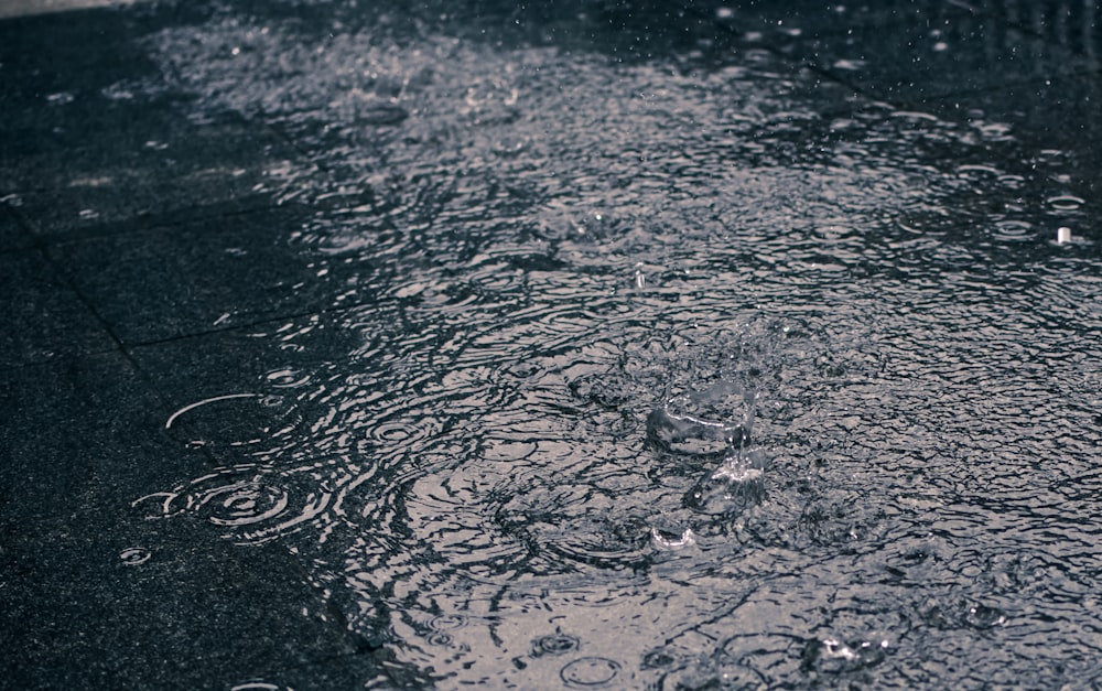 water droplets on black surface