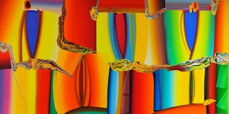 A vibrant digital artwork featuring bold colors and abstract shapes inspired by African and global diaspora culture.