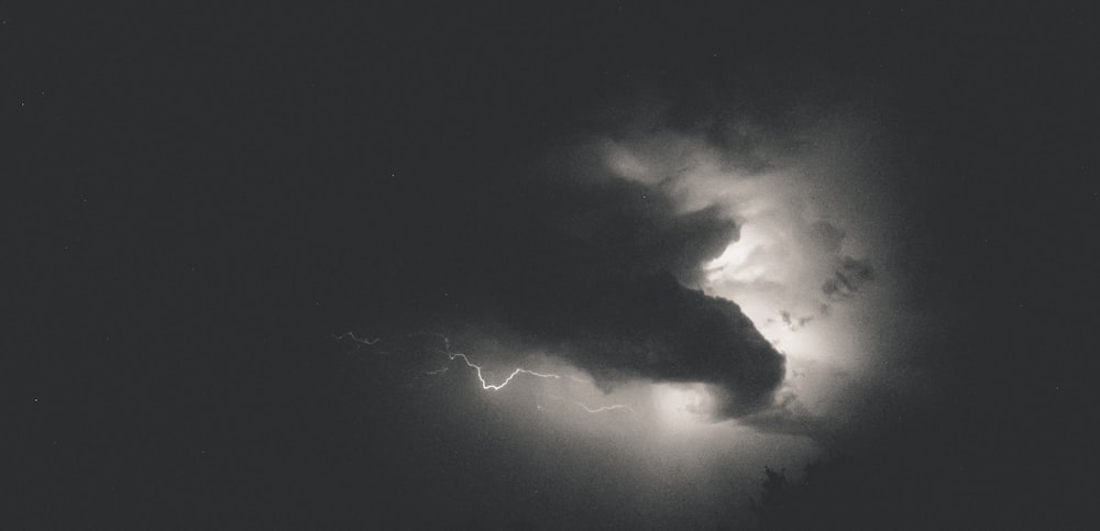 lightning strike on black sky
