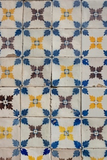 white and blue ceramic tiles