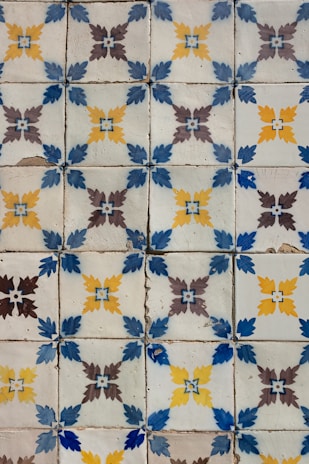 white and blue ceramic tiles