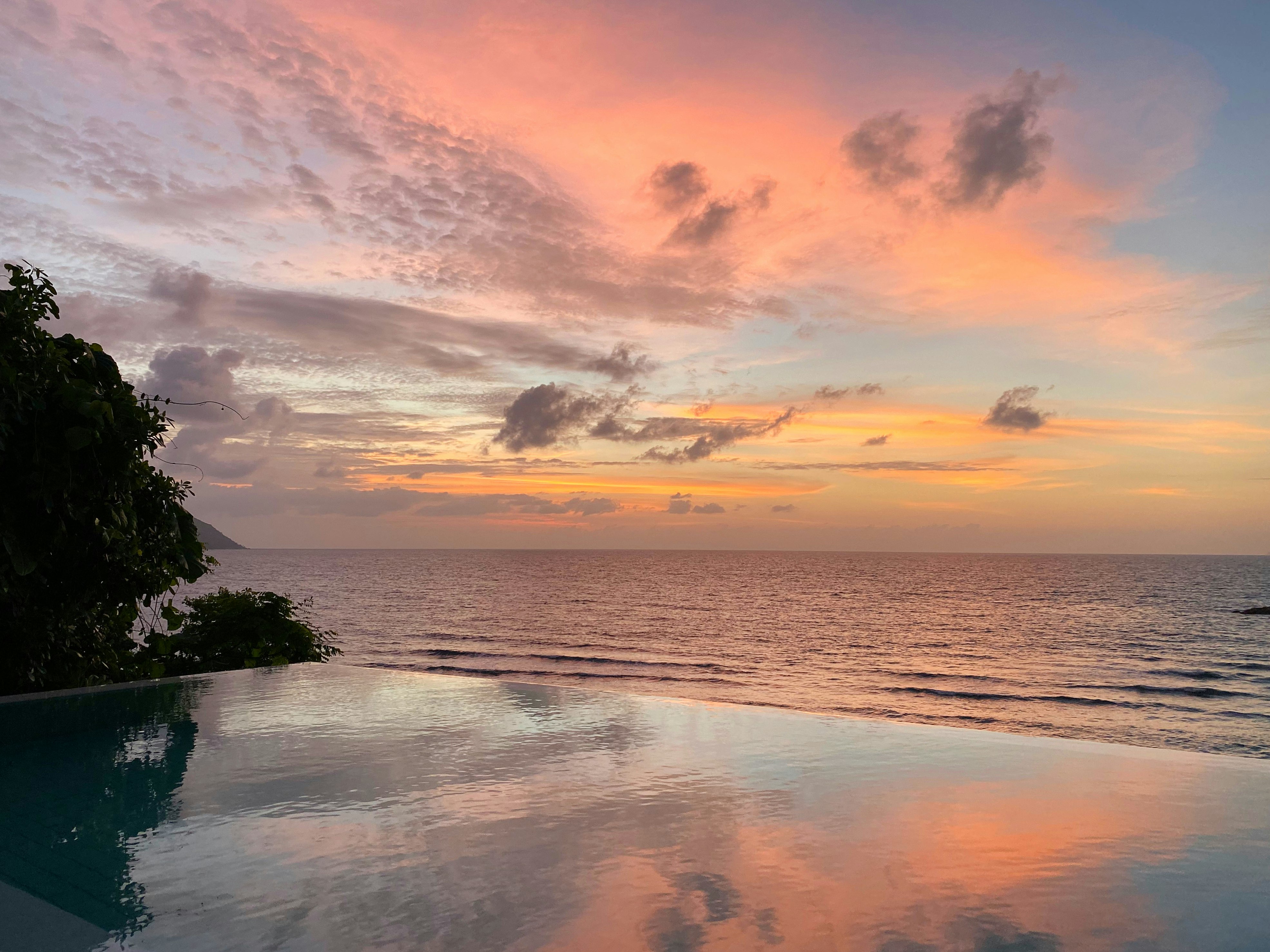 Magnificent sunset in Victoria, Beau Vallon, Seychelles..