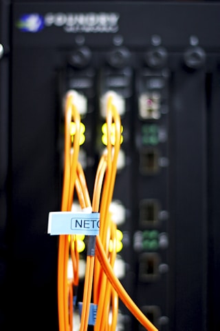 Network cables connected to server