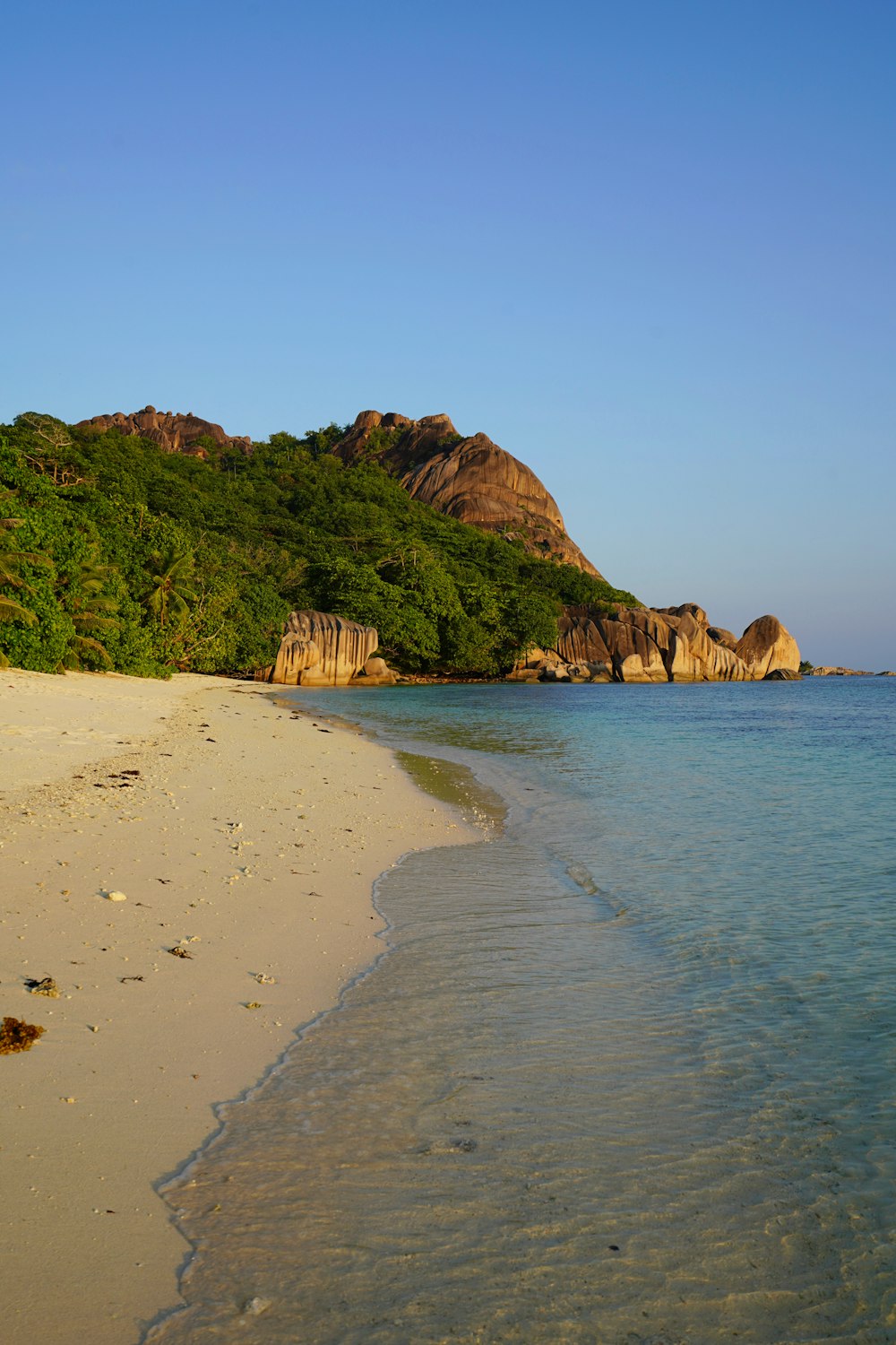 brown sand beach near brown mountain under blue sky during daytime