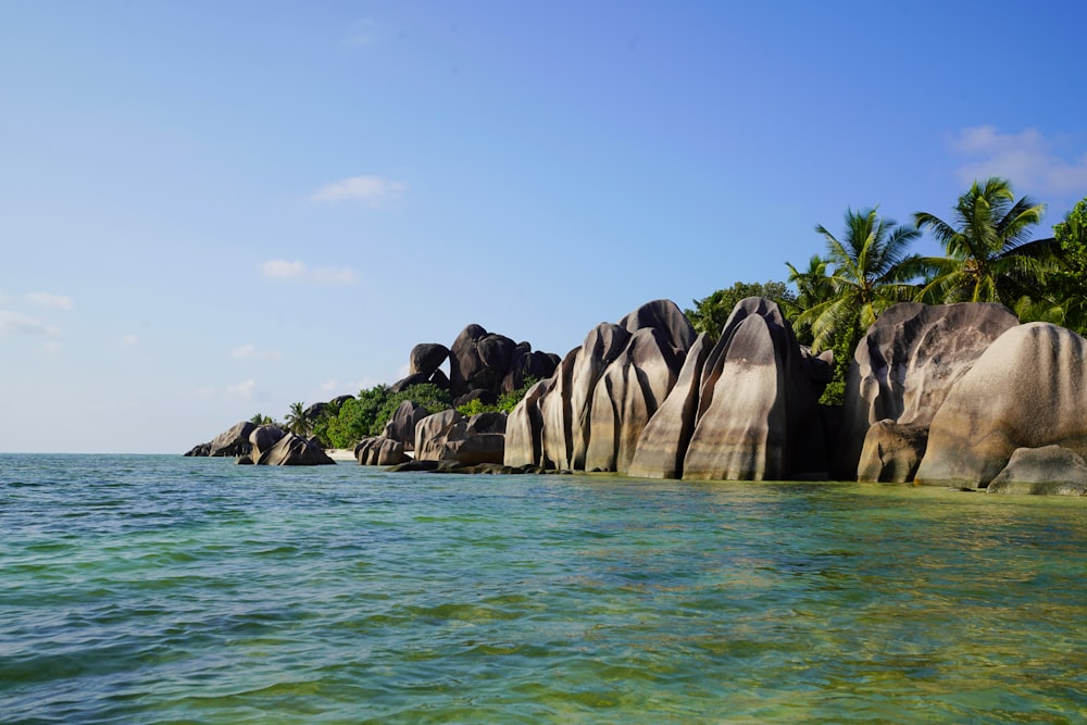 gray rock formation near body of water during daytime